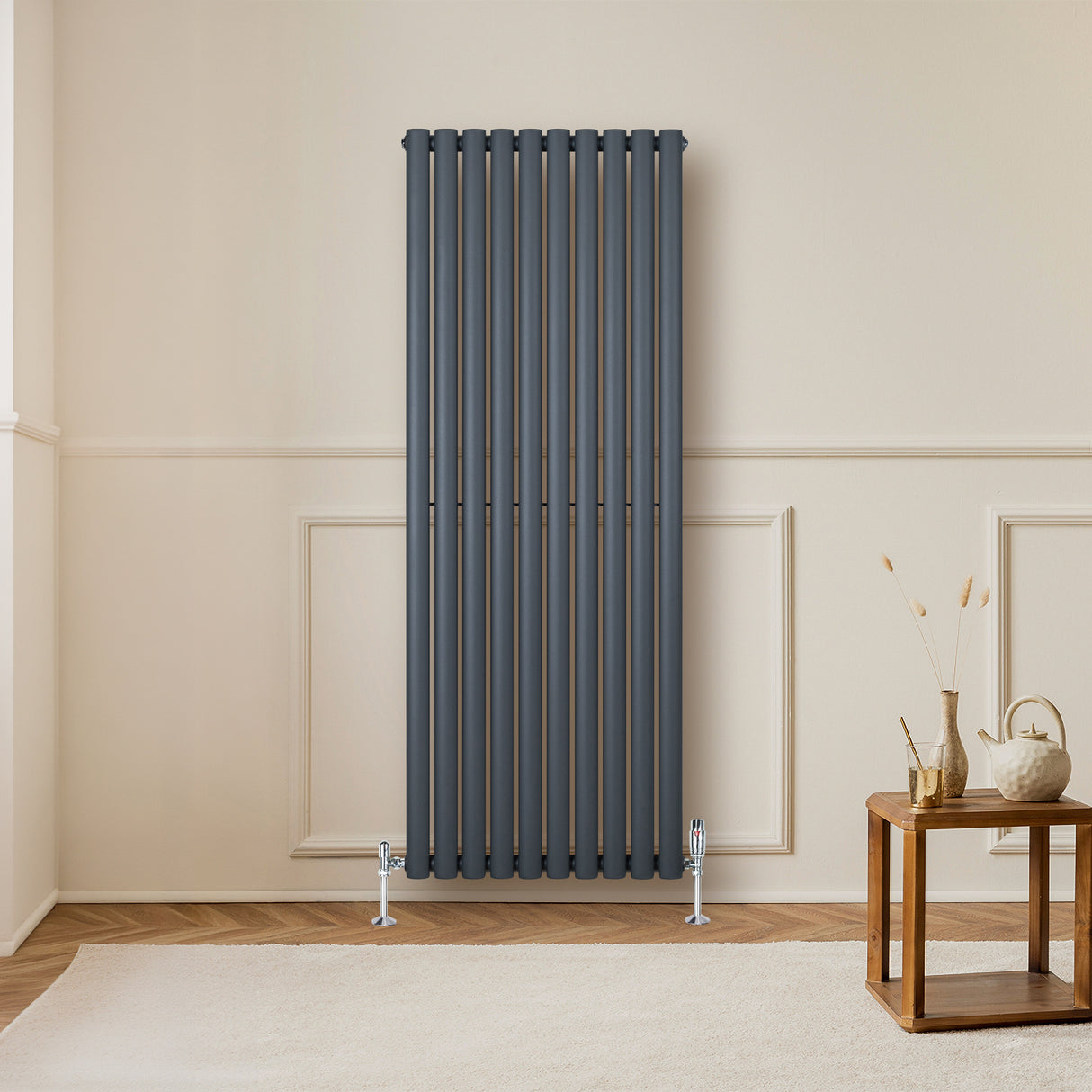 Radiatore Ovale a Colonna Singola Verticale 1600 x 600 mm Antracite