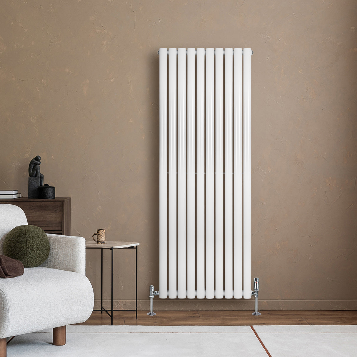 Radiatore Ovale a Colonna Singola Verticale 1600 x 600 mm Bianco