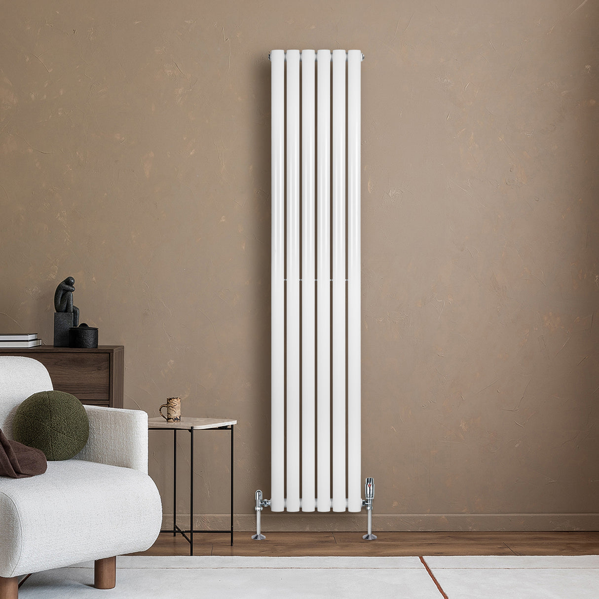 Radiatore Ovale a Colonna Singola Verticale 1800 x 360 mm Bianco