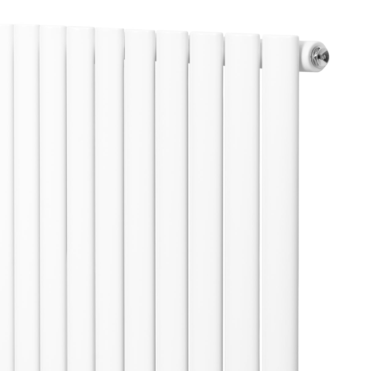 Radiatore ovale a colonna singola verticale, 1800 x 480 mm, finitura bianca lucida, con tubi lisci e design moderno ed elegante