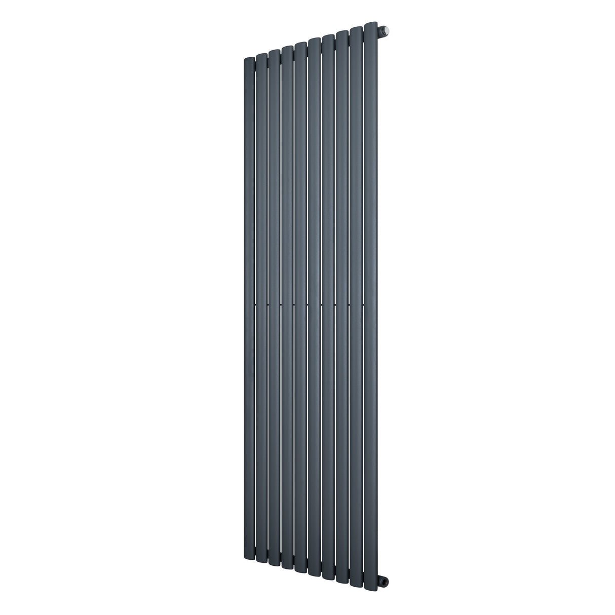 Radiatore ovale a colonna singola verticale 1800 x 600 mm in antracite, con finitura liscia e design moderno, ideale per ambienti eleganti
