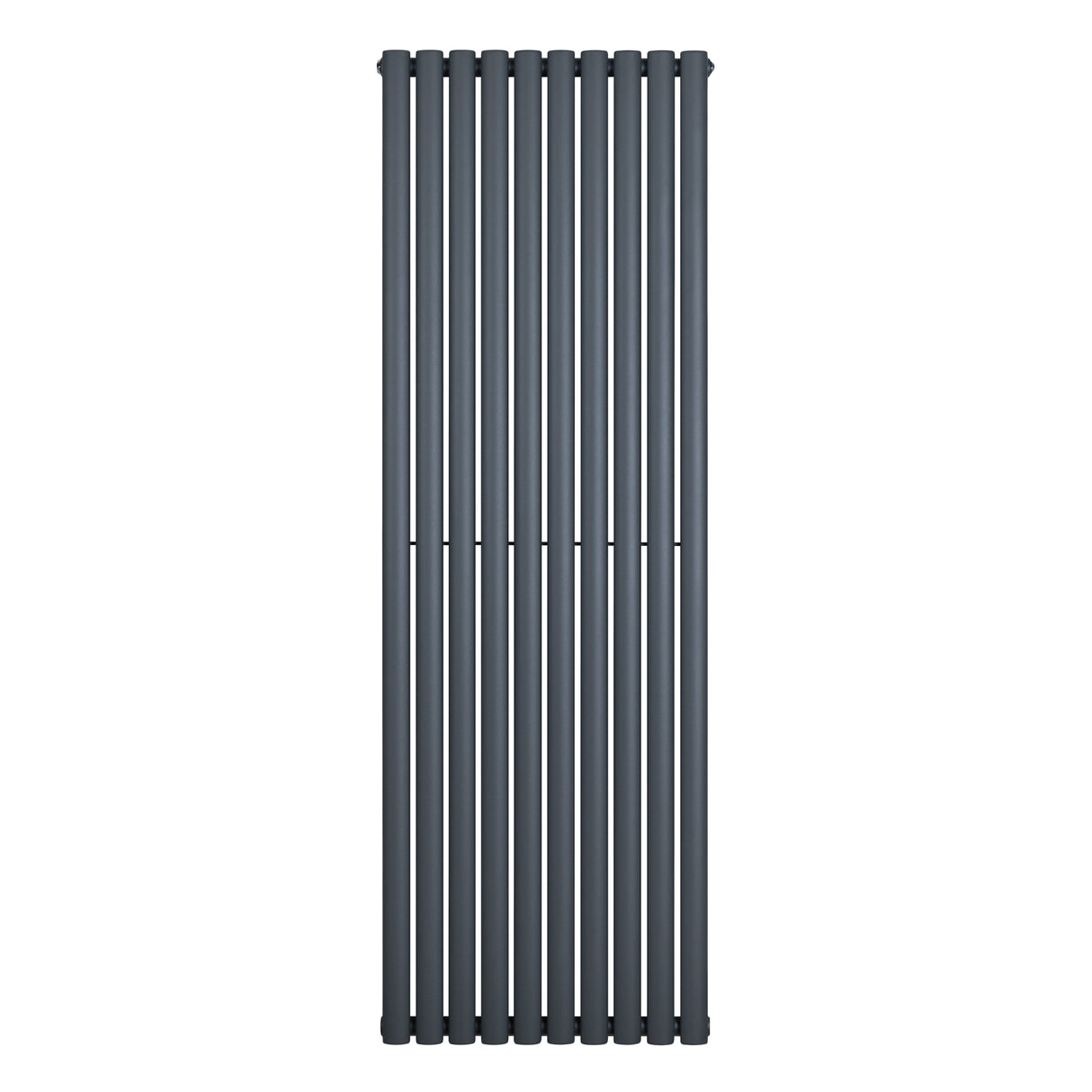 Radiatore ovale a colonna singola verticale, 1800 x 600 mm, finitura antracite, design elegante con barre verticali sottili e moderne