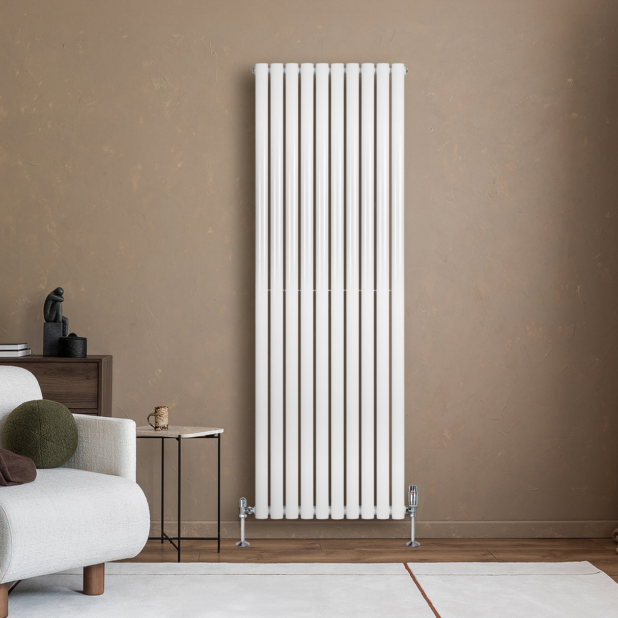 Radiatore Ovale a Colonna Singola Verticale 1800 x 600 mm Bianco