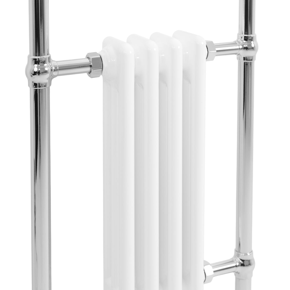 Radiatore Scaldasalviette Tradizionale 950 x 480 mm Bianco con Barra Cromata