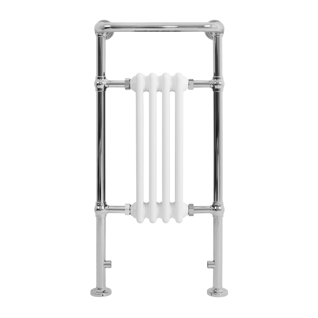 Radiatore Scaldasalviette Tradizionale 950 x 480 mm Bianco con Barra Cromata