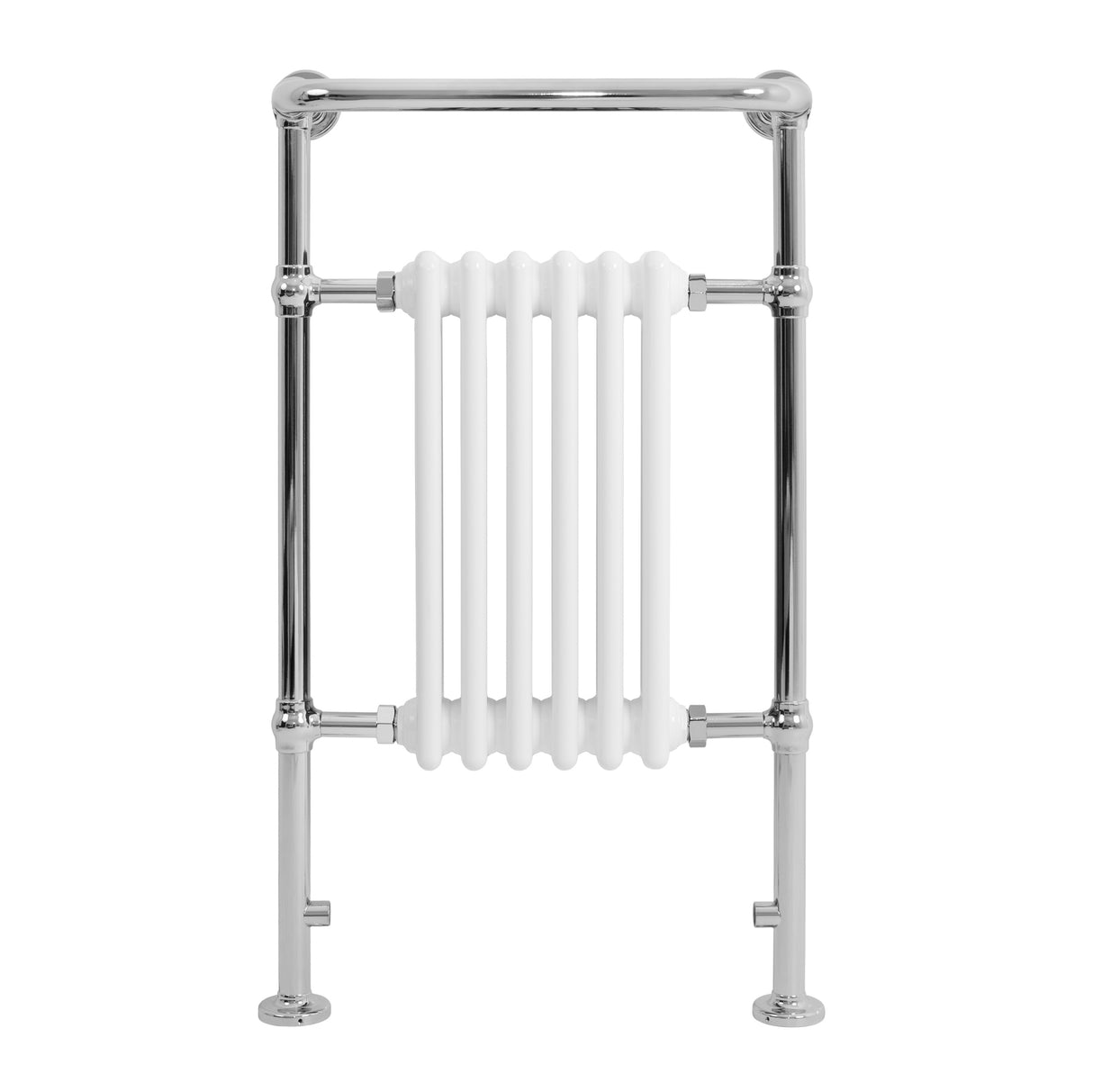 Radiatore Scaldasalviette Tradizionale 950 x 570 mm Bianco con Barra Cromata
