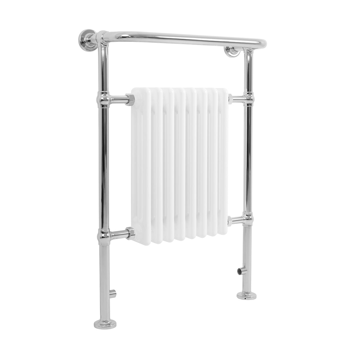 Radiatore Scaldasalviette Tradizionale 950 x 660 mm Bianco con Barra Cromata
