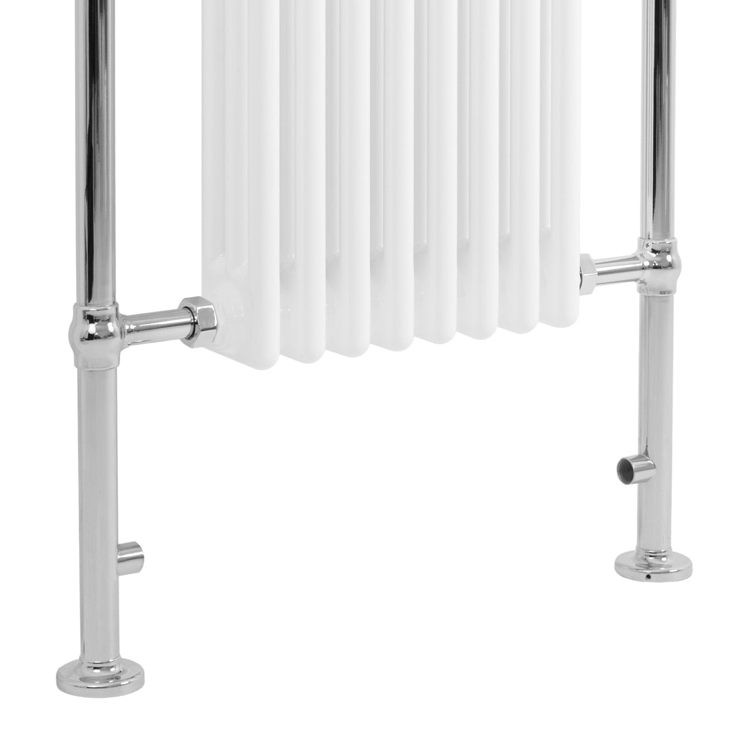 Radiatore Scaldasalviette Tradizionale 950 x 660 mm Bianco con Barra Cromata