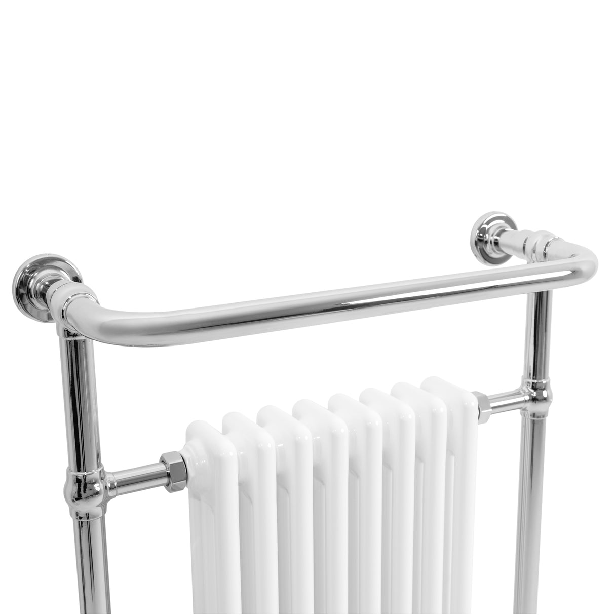 Radiatore Scaldasalviette Tradizionale 950 x 660 mm Bianco con Barra Cromata