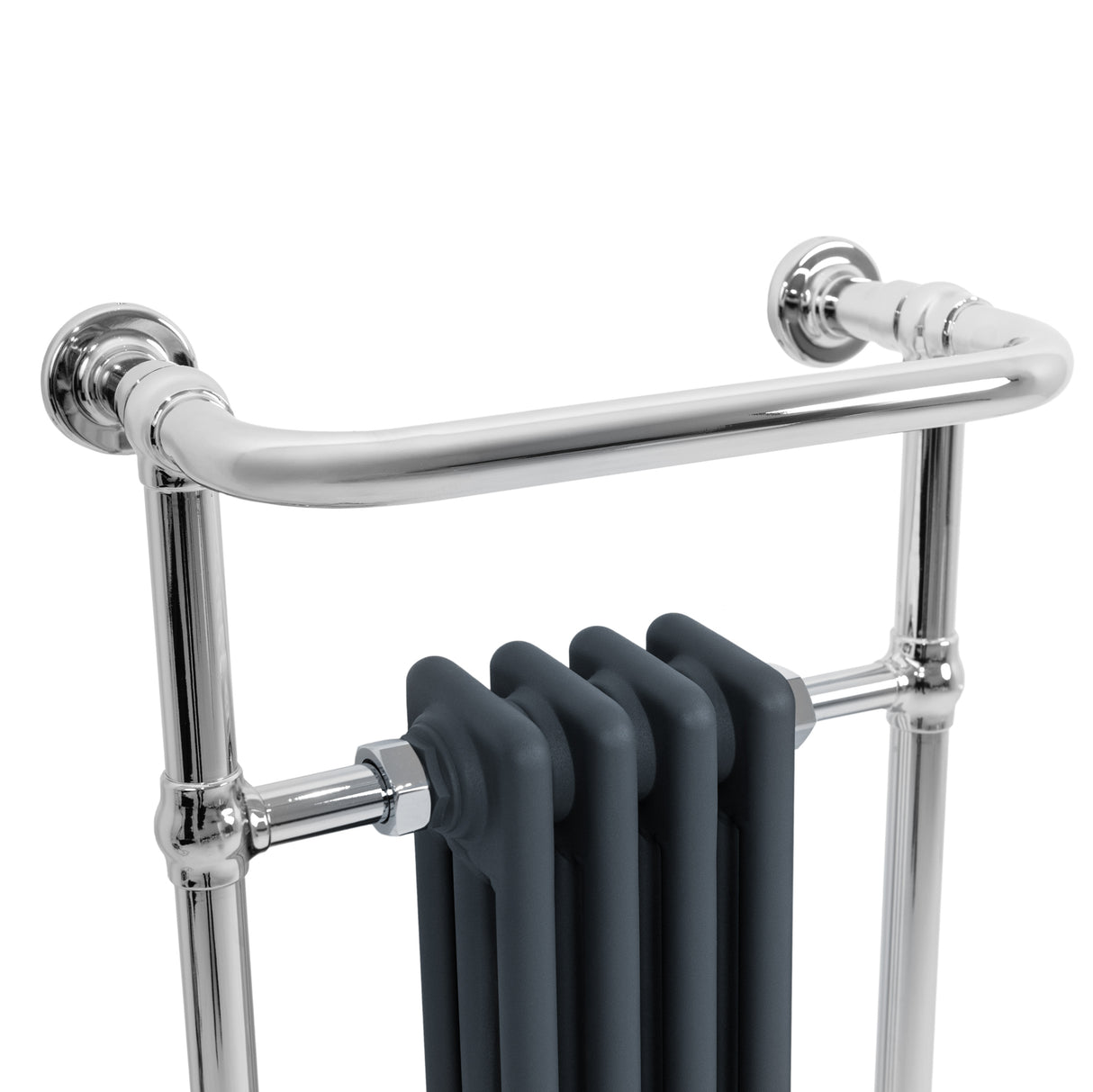 Radiatore Scaldasalviette Tradizionale 950 x 480 mm Grigio Antracite con Barra Cromata