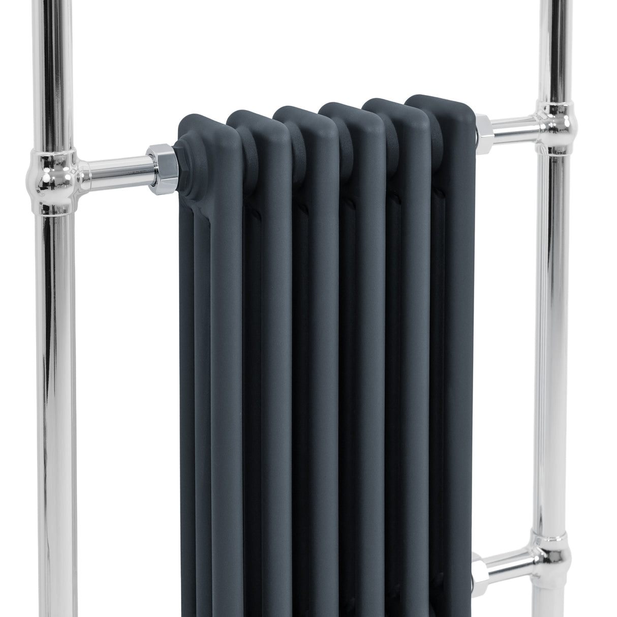 Radiatore Scaldasalviette Tradizionale 950 x 570 mm Grigio Antracite con Barra Cromata