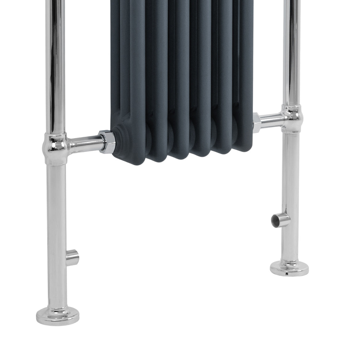 Radiatore Scaldasalviette Tradizionale 950 x 570 mm Grigio Antracite con Barra Cromata