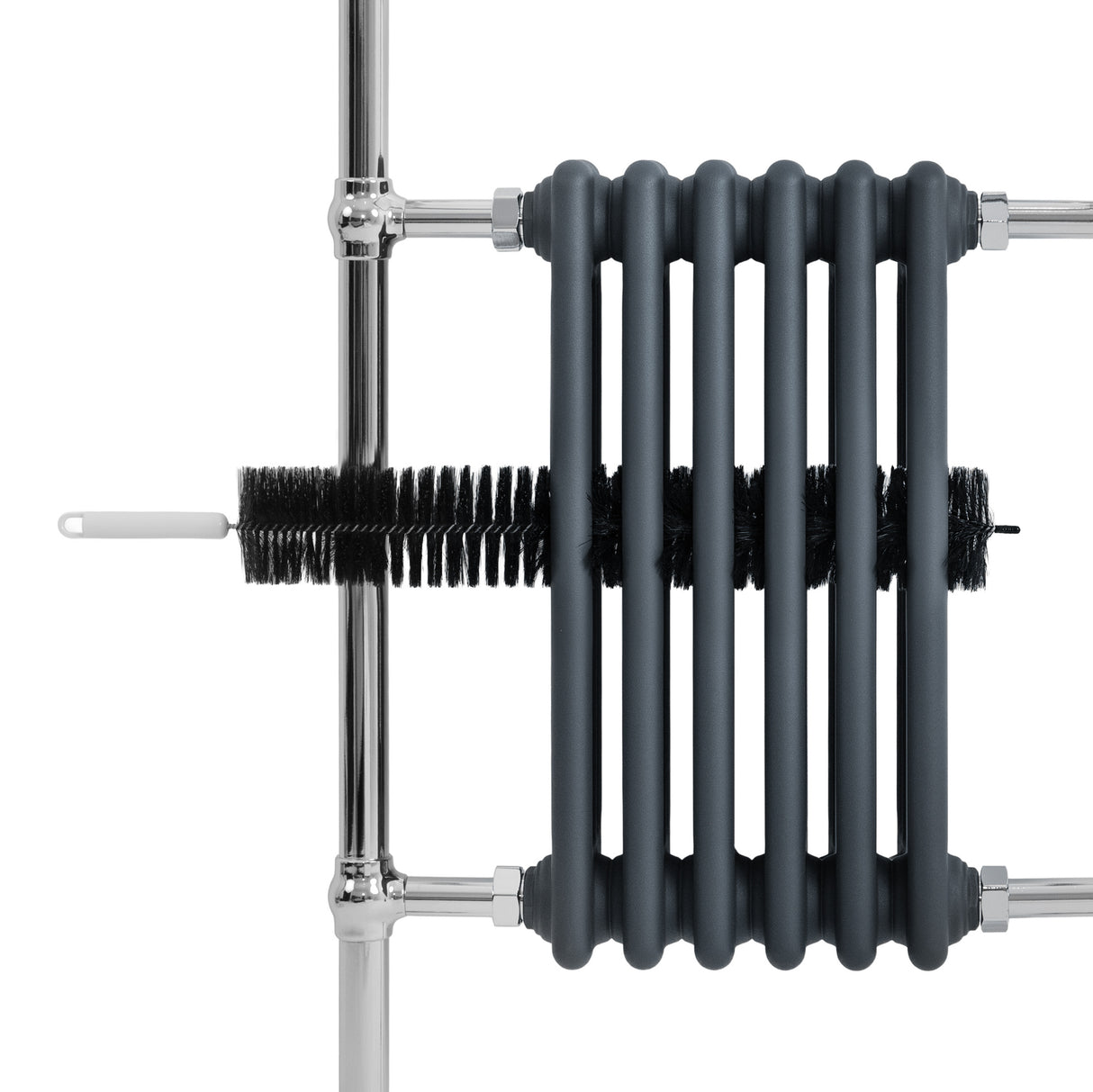 Radiatore Scaldasalviette Tradizionale 950 x 570 mm Grigio Antracite con Barra Cromata
