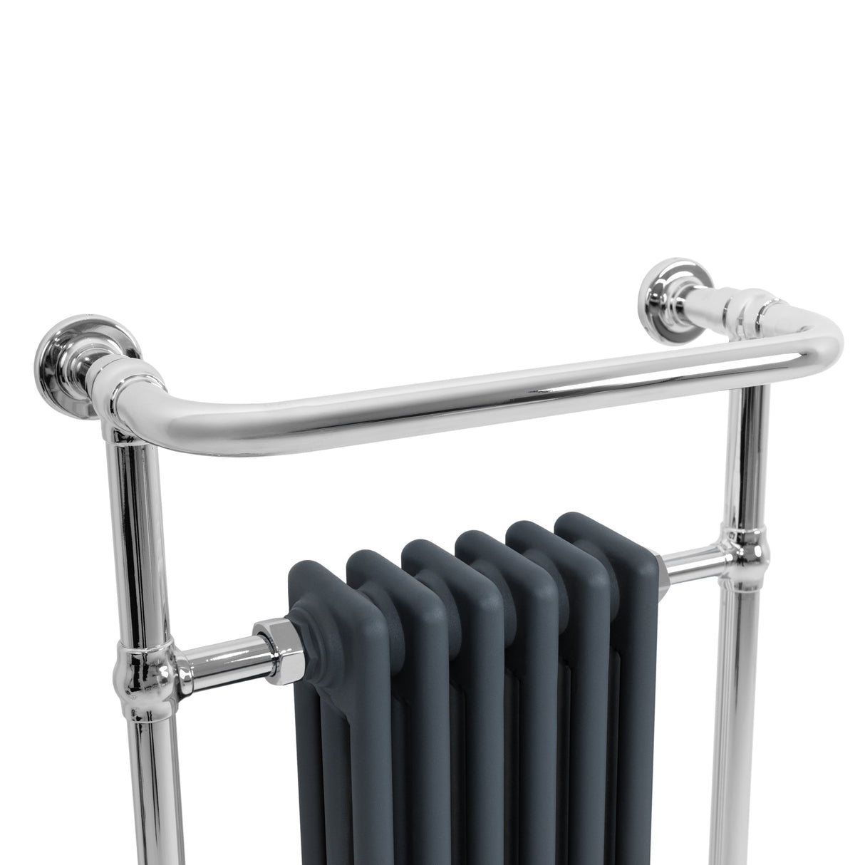 Radiatore Scaldasalviette Tradizionale 950 x 570 mm Grigio Antracite con Barra Cromata