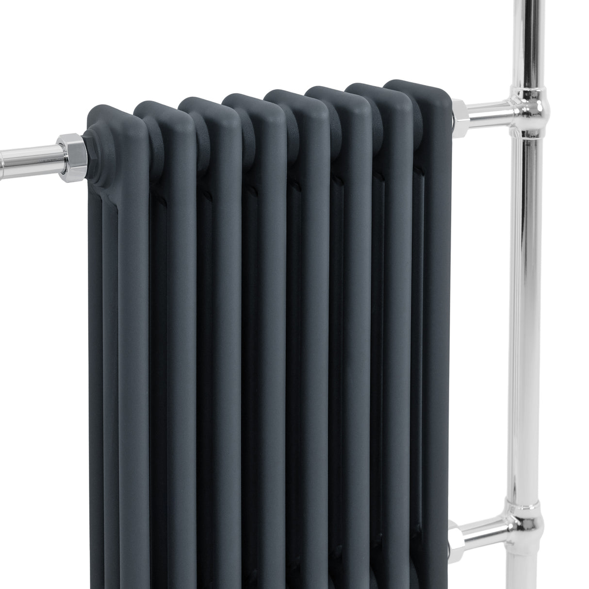 Radiatore Scaldasalviette Tradizionale 950 x 660 mm Grigio Antracite con Barra Cromata