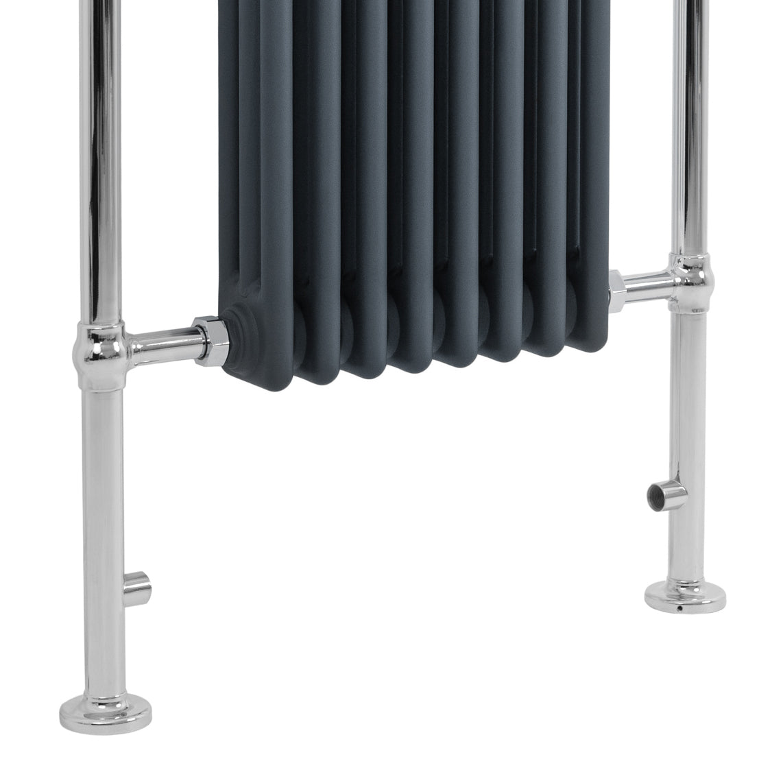 Radiatore Scaldasalviette Tradizionale 950 x 660 mm Grigio Antracite con Barra Cromata