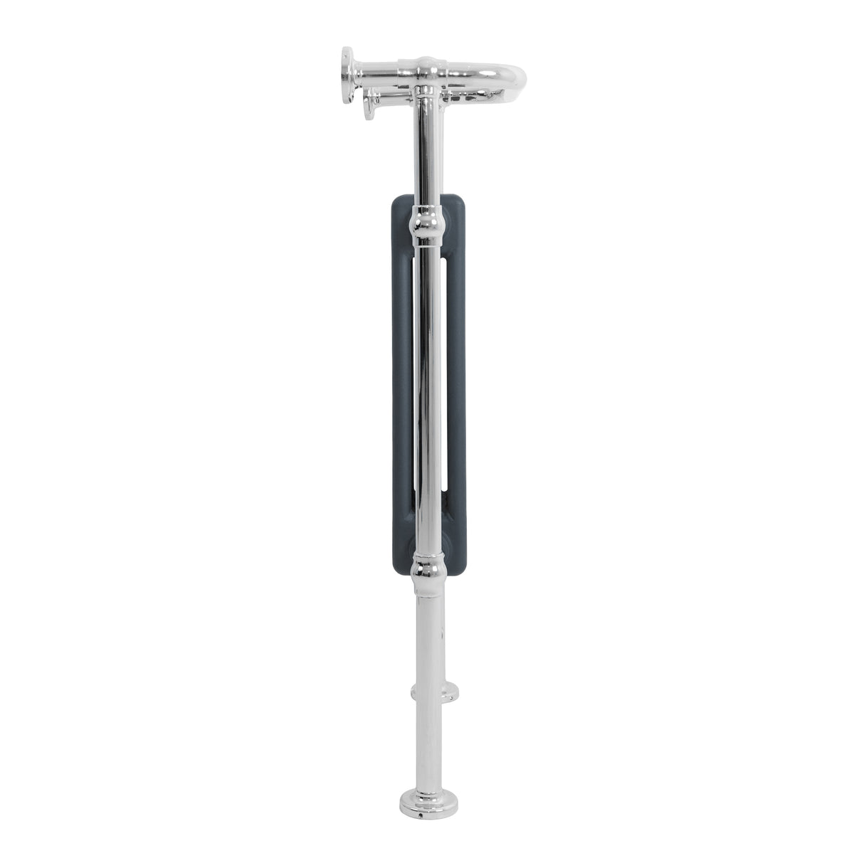 Radiatore Scaldasalviette Tradizionale 950 x 660 mm Grigio Antracite con Barra Cromata