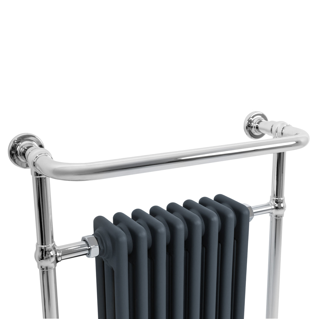 Radiatore Scaldasalviette Tradizionale 950 x 660 mm Grigio Antracite con Barra Cromata