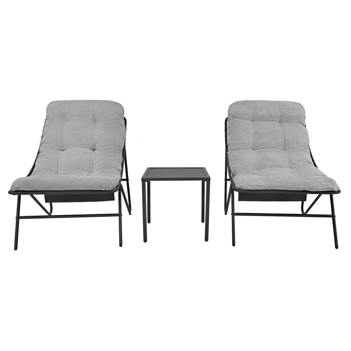 Set Bistro da Giardino 3 Pezzi con 2 Poltrone e Tavolino - Grigio