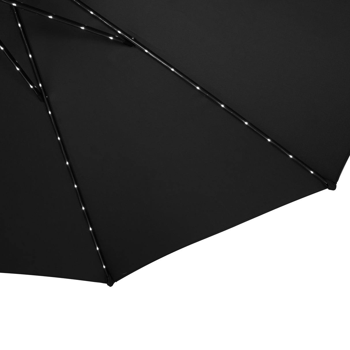 Ombrellone LED Inclinabile 2,7m Nero con Base e Luci Solari