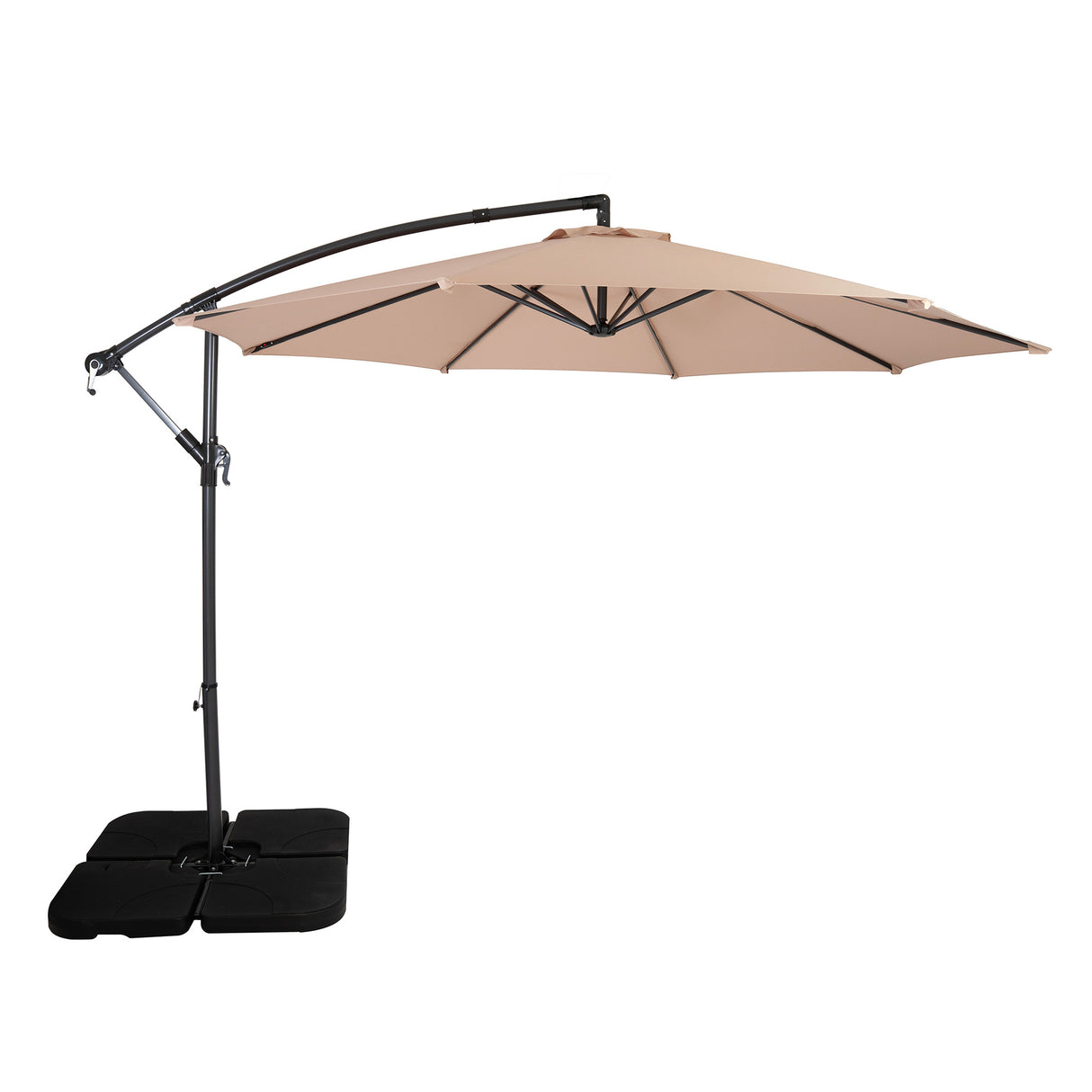 Ombrellone Decentrato 3m Beige con Base Quadrata Riempibile