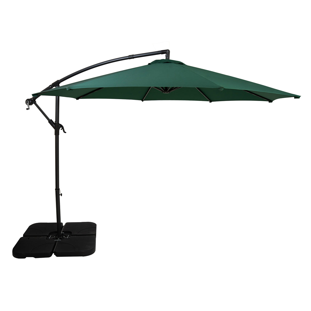 Ombrellone Decentrato 3m Verde con Base Quadrata Riempibile