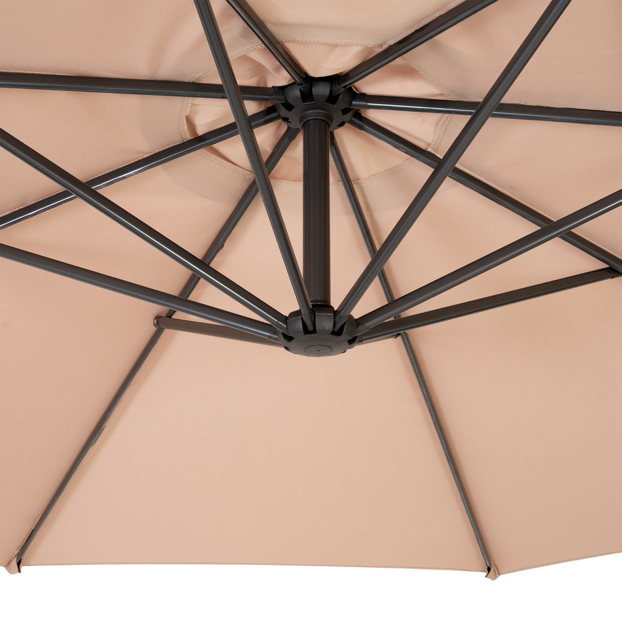 Ombrellone Decentrato 3m Beige con Base a Ventaglio 2 Pesi