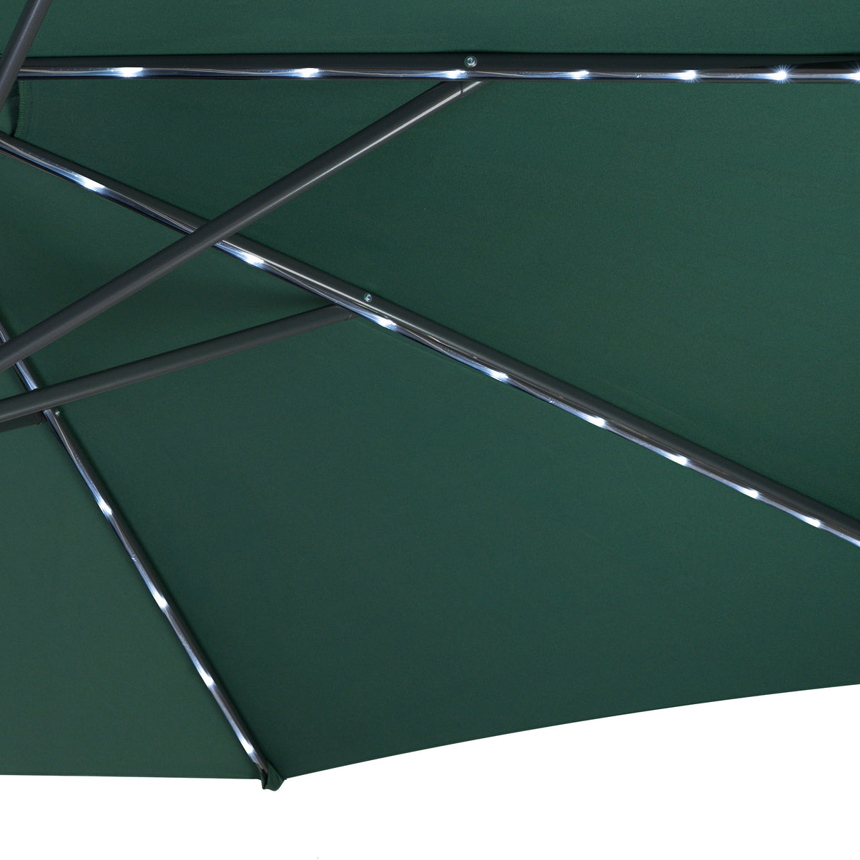 Ombrellone Decentrato LED 3m Verde con Base a Ventaglio 4 Pesi