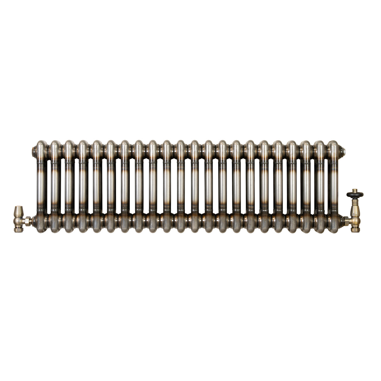 Radiatore Tradizionale a 2 Colonne con Valvole - 300 x 1010 mm - Metallo Grezzo