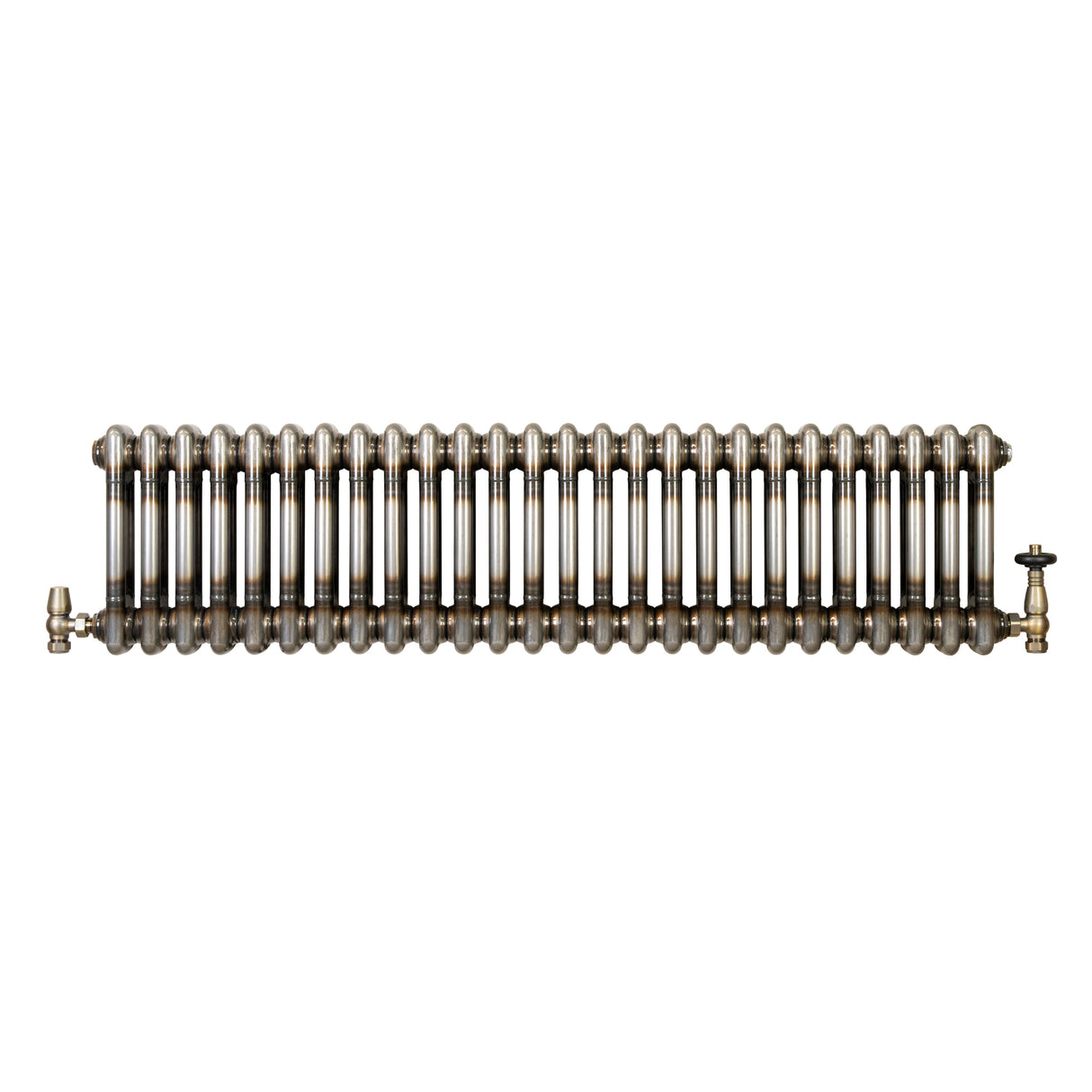Radiatore Tradizionale a 2 Colonne con Valvole - 300 x 1190 mm - Metallo Grezzo