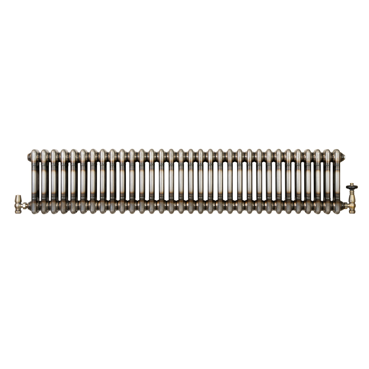 Radiatore Tradizionale a 2 Colonne con Valvole - 300 x 1460 mm - Metallo Grezzo