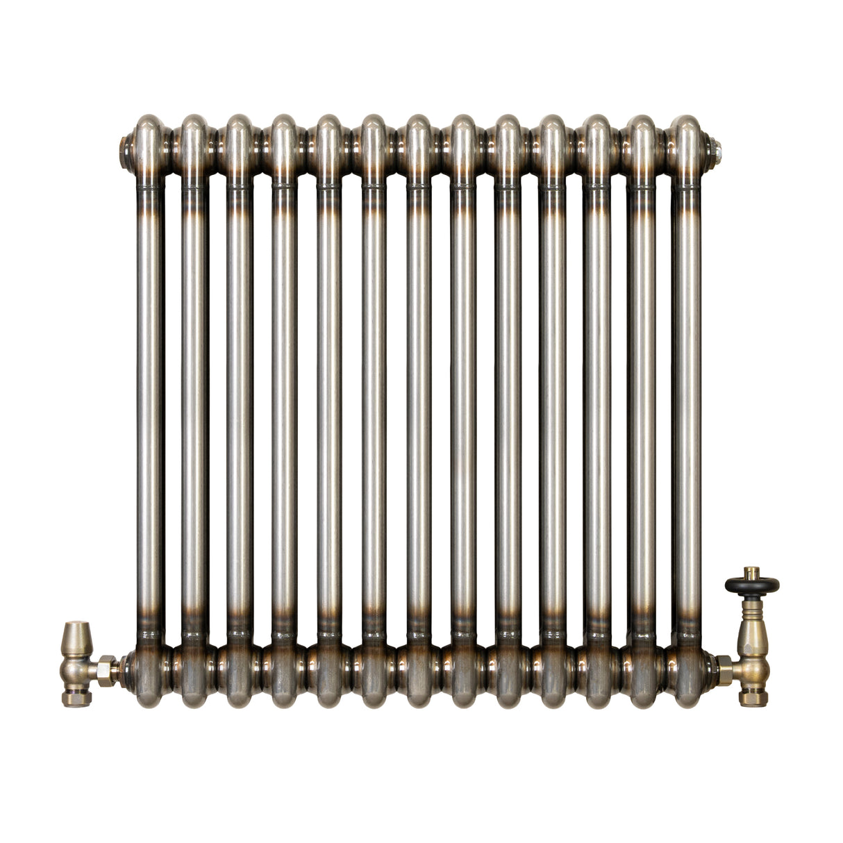 Radiatore Tradizionale a 2 Colonne con Valvole - 600 x 605 mm - Metallo Grezzo