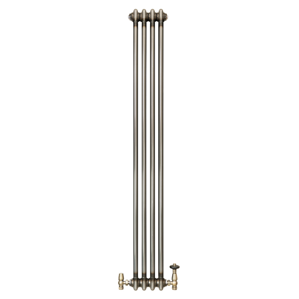 Radiatore Tradizionale a 2 Colonne con Valvole - 1500 x 200 mm - Metallo Grezzo