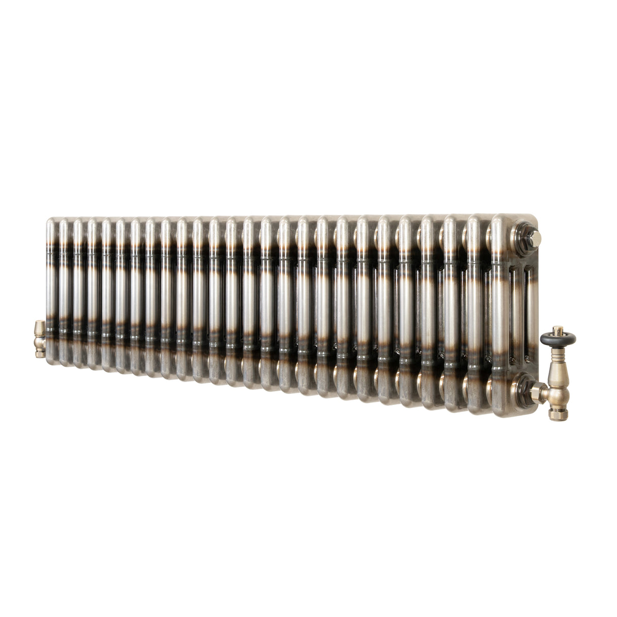 Radiatore Tradizionale a 3 Colonne con Valvole - 300 x 1190 mm - Metallo Grezzo