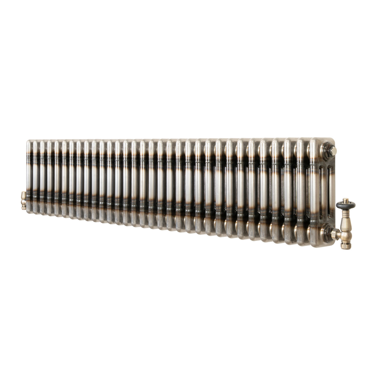 Radiatore Tradizionale a 3 Colonne con Valvole - 300 x 1460 mm - Metallo Grezzo