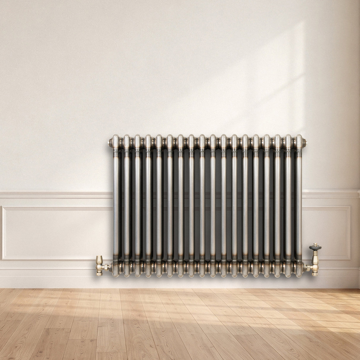 Radiatore Tradizionale a 3 Colonne con Valvole - 600 x 830 mm - Metallo Grezzo