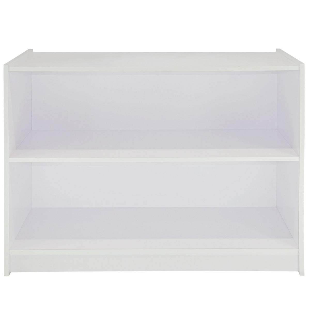 Set Galaxy con 3 banconi da negozio in bianco brillante, con finitura liscia e spazi ampi per esposizione e organizzazione