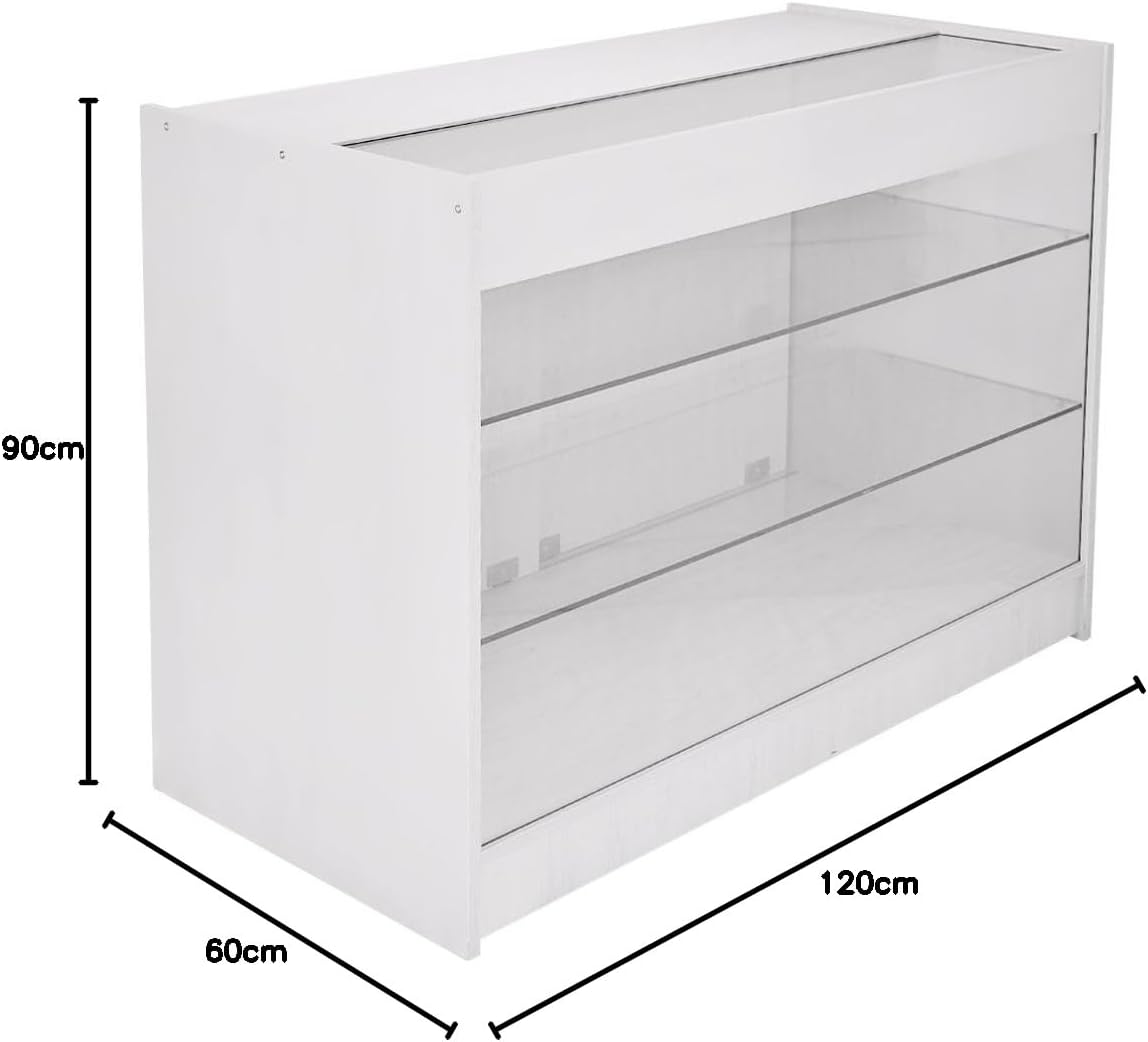 Bancone Espositore K1200 Bianco Brillante per Negozio 120cm x 90cm x 60cm