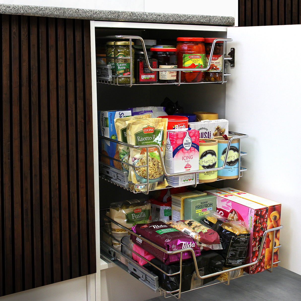 Cestelli Estraibili da Cucina in Acciaio - Mobile da 50cm - 6 Cesti