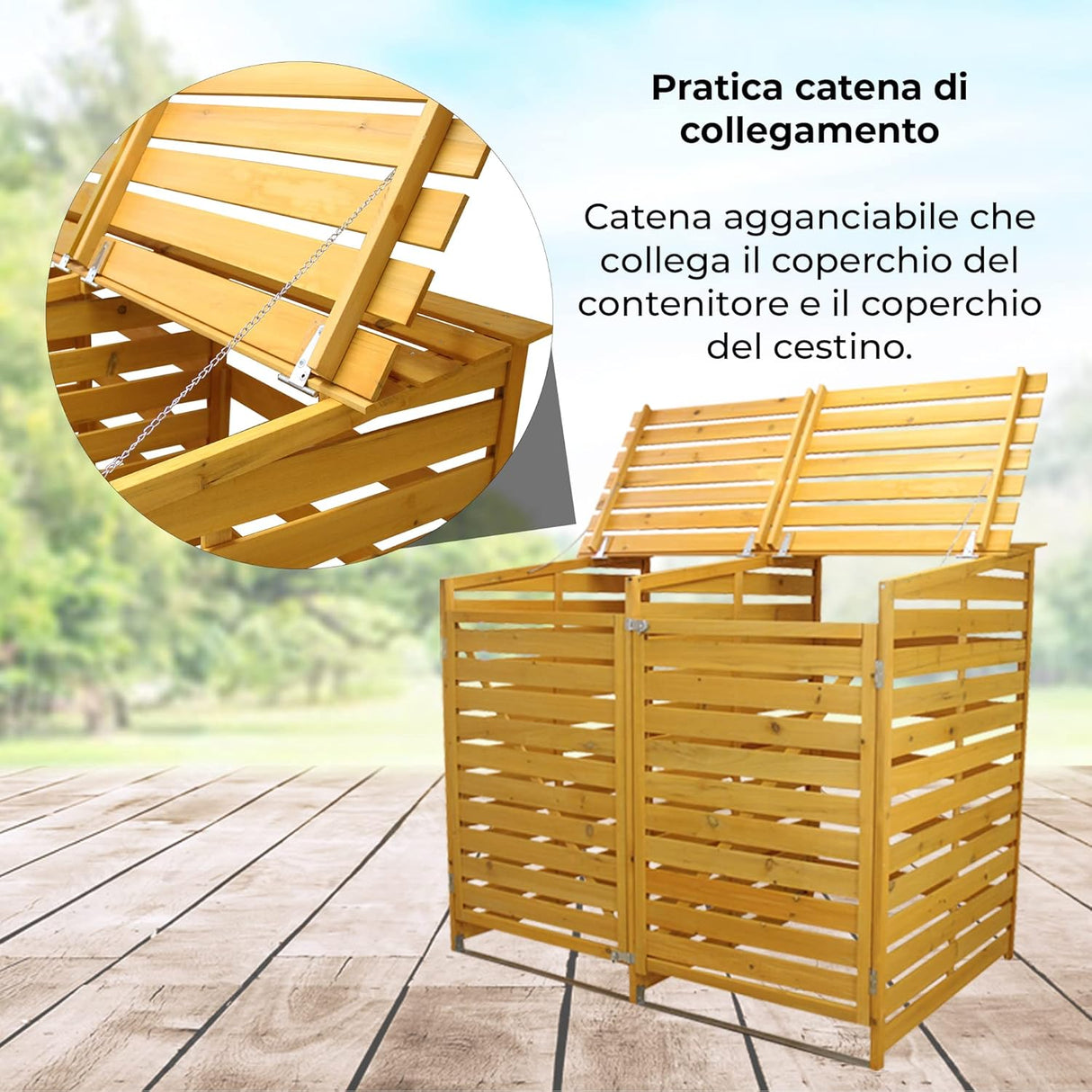 Doppio Copribidone della Spazzatura in Legno