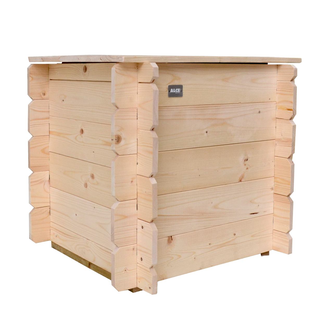 Cassapanca Gaia in legno chiaro, dimensioni 60x60xh56 cm, con finitura liscia e angoli arrotondati, ideale per stoccaggio e decorazione