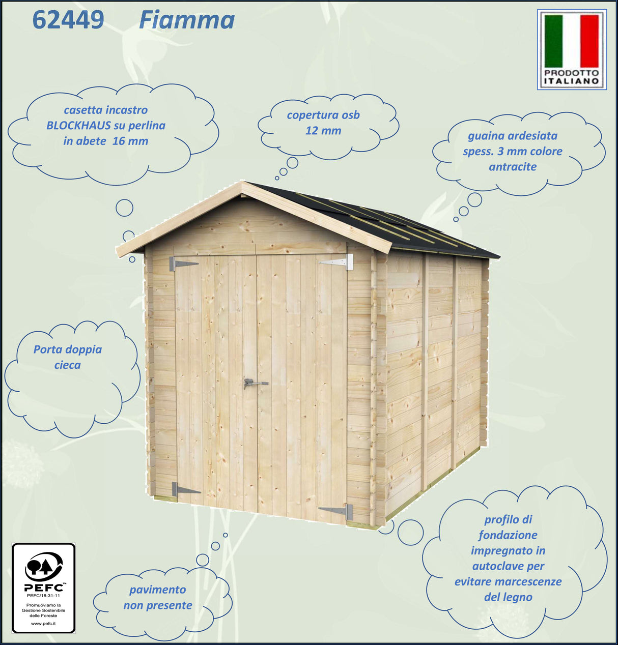 Casetta Bh16 Fiamma 178x273 cm PDC pefc