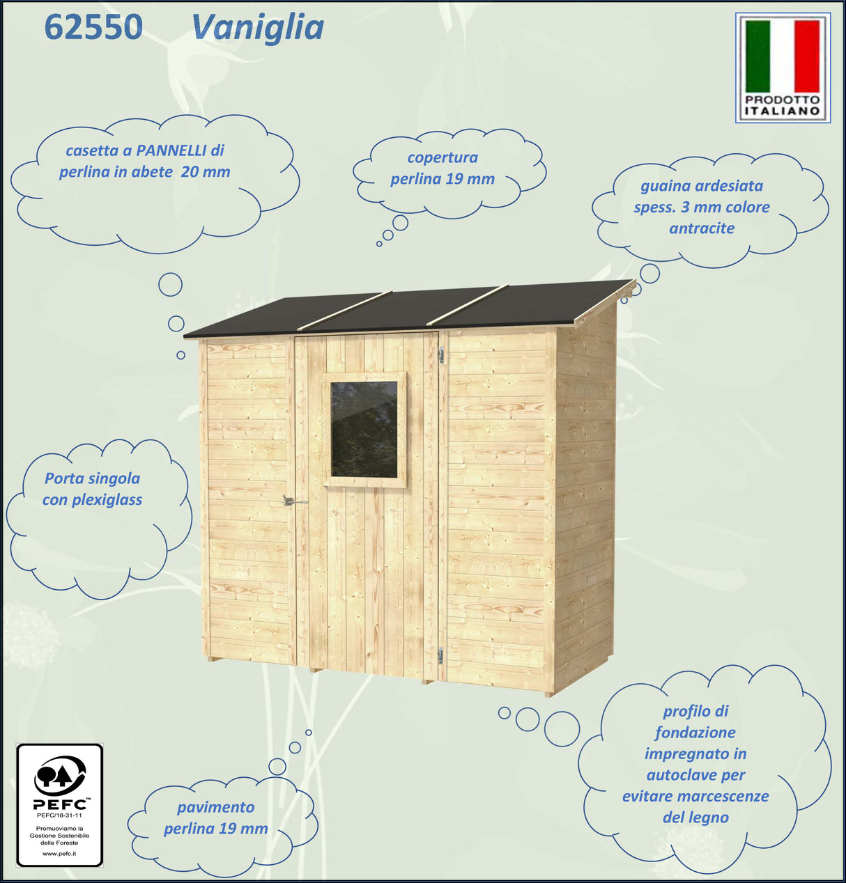 Casetta Vaniglia Addossata 207x102 cm PSF pefc