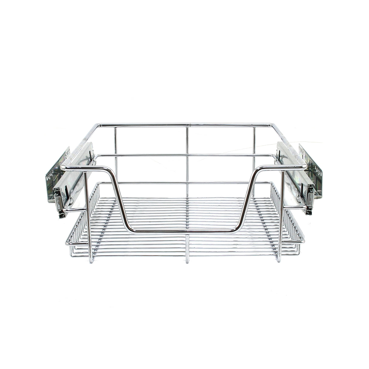 Cestello estraibile in acciaio inox lucido, con struttura a rete, ideale per organizzare spazi in cucina, dimensioni compatte