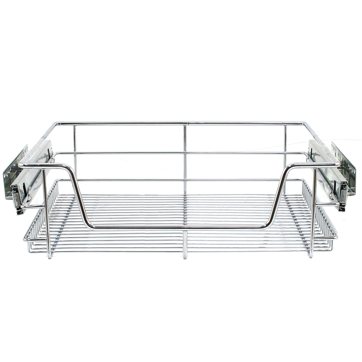 Cestello estraibile in acciaio inox lucido, con struttura a rete, ideale per organizzare spazi in cucina, dimensioni compatte