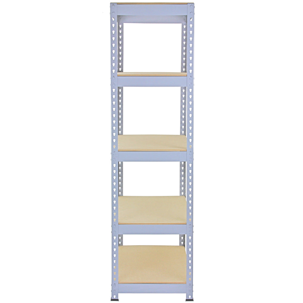 Scaffale da garage ad incastro Q-Rax grigio, 90cm x 50cm, con cinque ripiani in legno chiaro, robusto e versatile per organizzare spazi