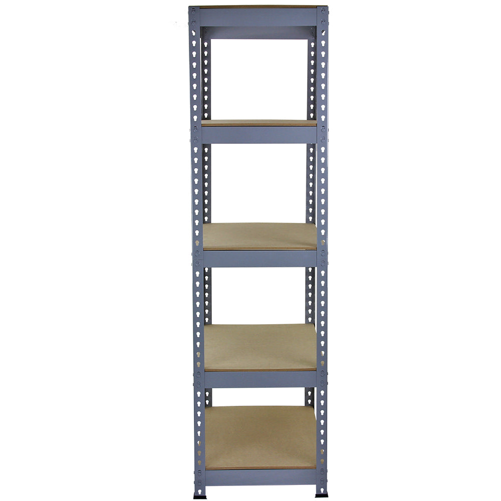 Scaffale da garage ad incastro Q-Rax grigio, 90cm x 50cm, con cinque ripiani in legno, struttura metallica robusta e finitura opaca