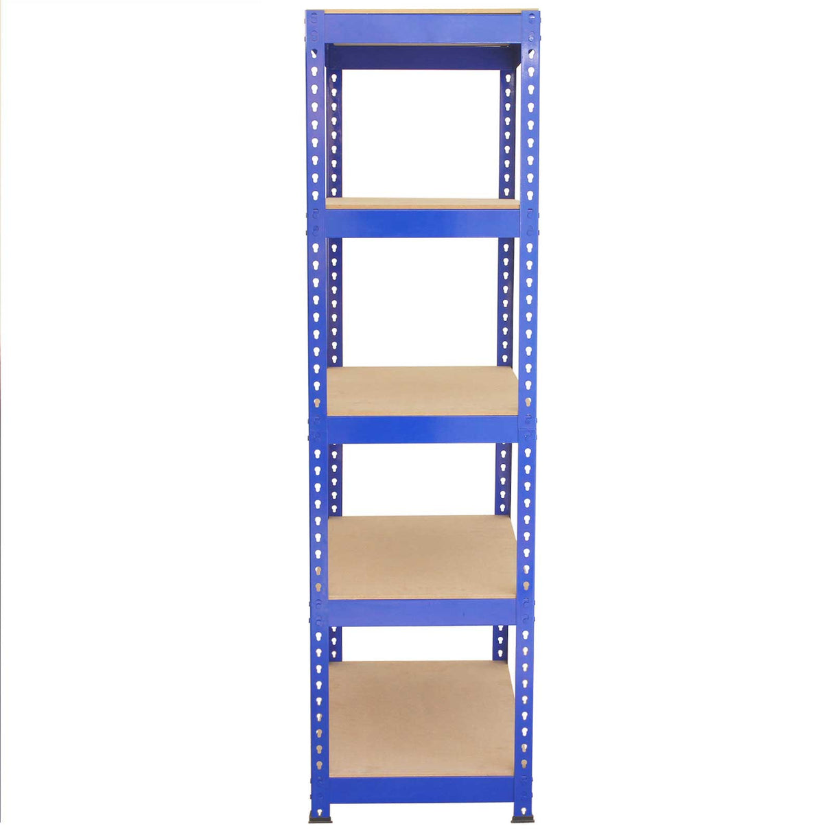 Scaffale da garage ad incastro Q-Rax blu, 90cm x 50cm, con cinque ripiani in legno, struttura metallica robusta e resistente