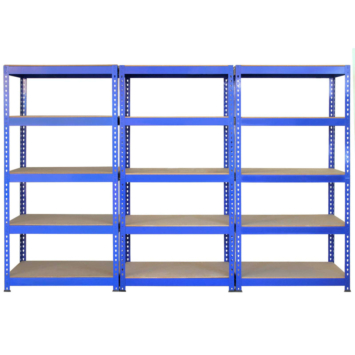 Scaffale da garage ad incastro Q-Rax blu, 90cm x 50cm, con 10 ripiani in legno, struttura robusta e design funzionale per organizzare spazi