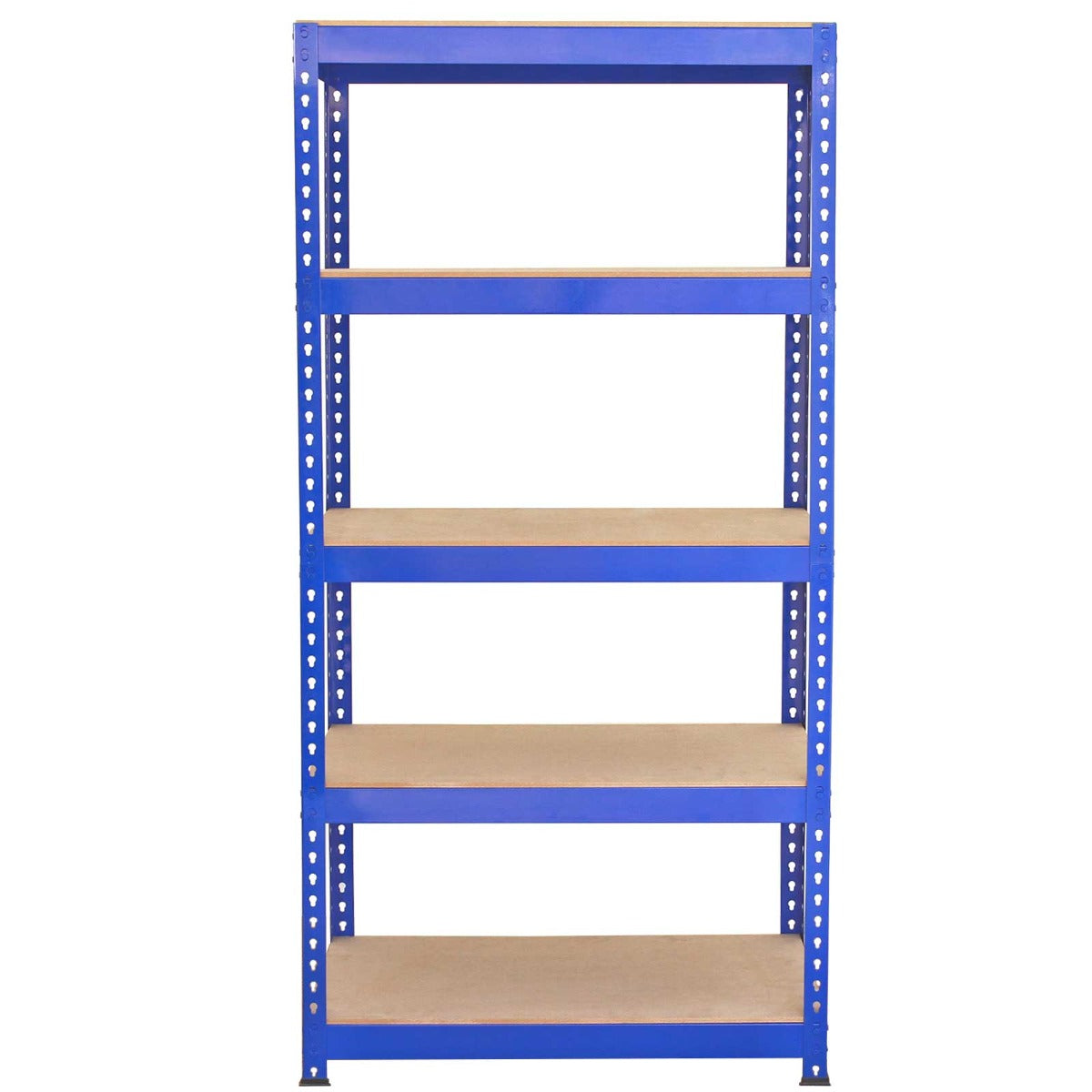 Scaffale da garage blu in metallo, 90cm x 50cm, con cinque ripiani in legno, ideale per organizzare spazi e attrezzi